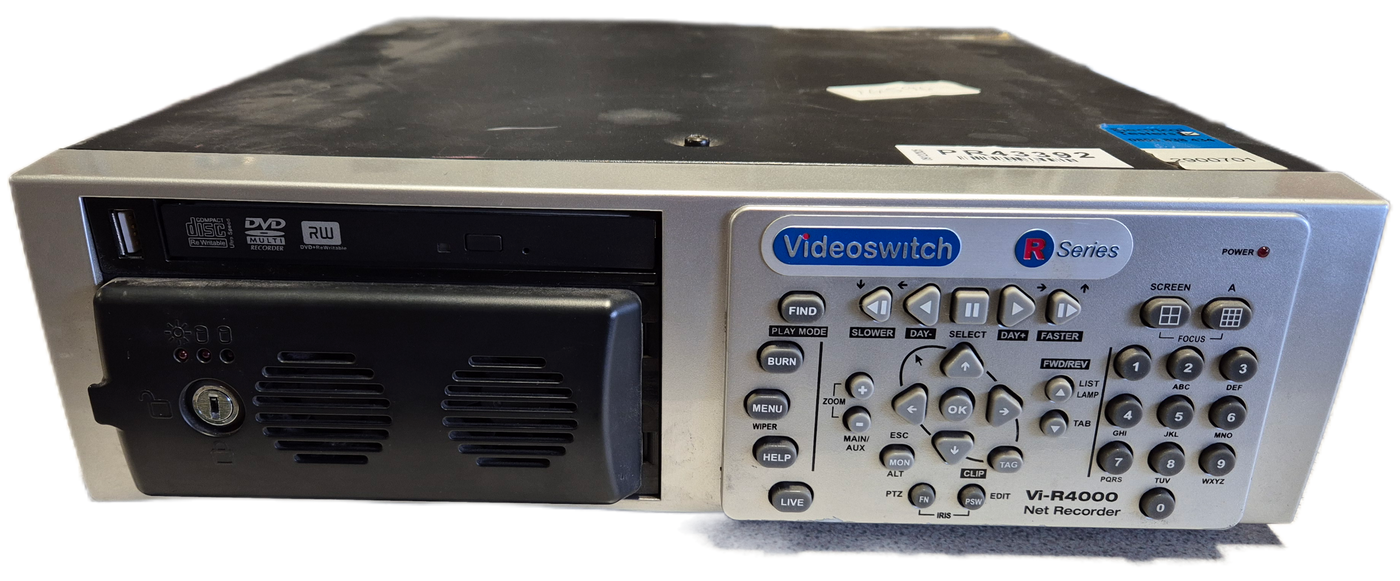 VideoSwitch Vi-R4000 16 Camera 1TB Net Recorder CCTV DVR - Missing key to drive caddy - password reset ( Vi-R4005T1 ) USED