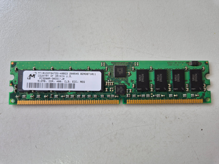 Micron 512MB PC3200 DDR-400MHZ ECC Reg 184-PIN SDRAM DIMM ( MT18VDDF6472G-40BG3 ) REF