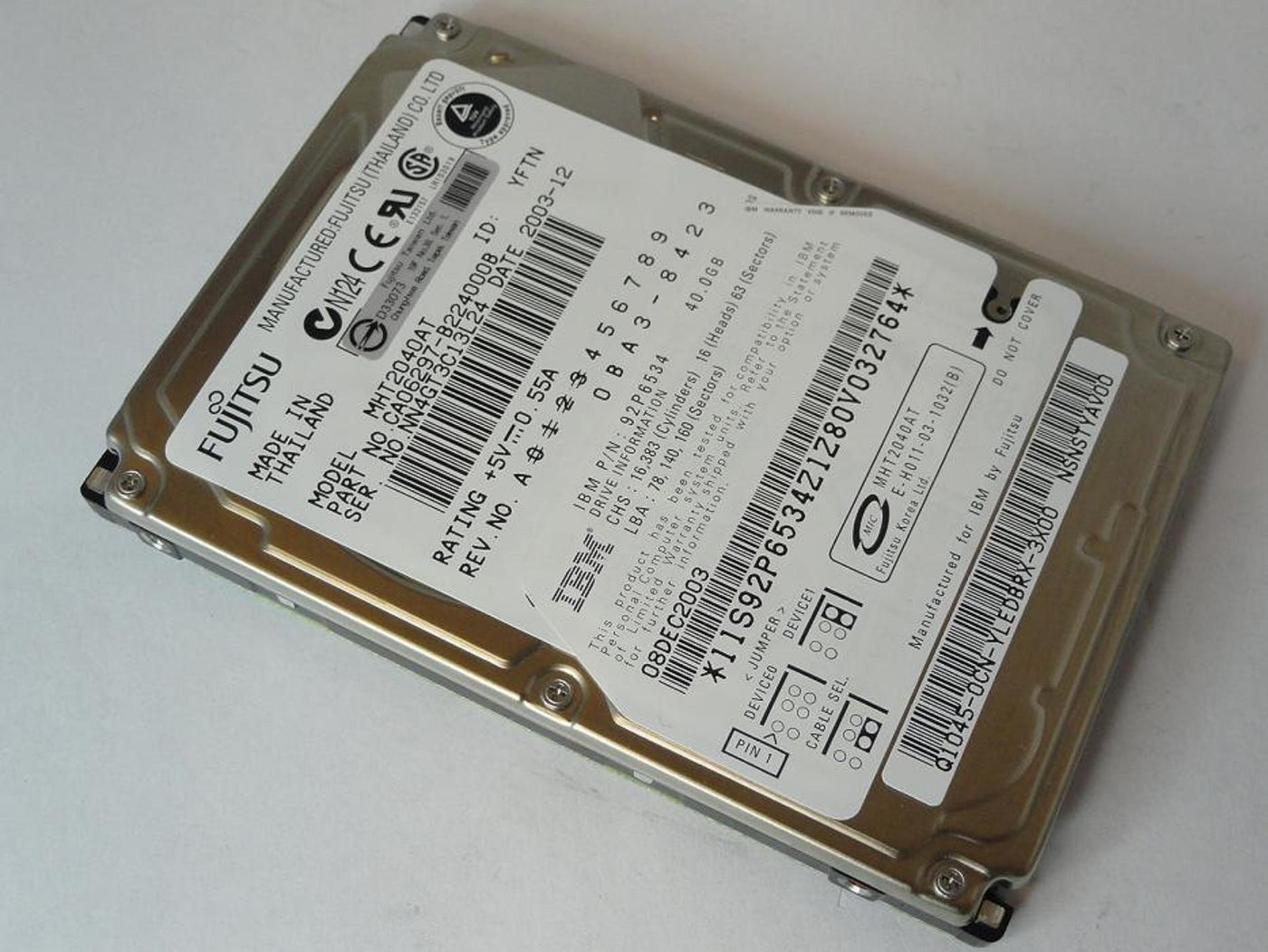 CA06297-B224000B - Fujitsu IBM 40Gb IDE 4200rpm 2.5in HDD - Refurbished