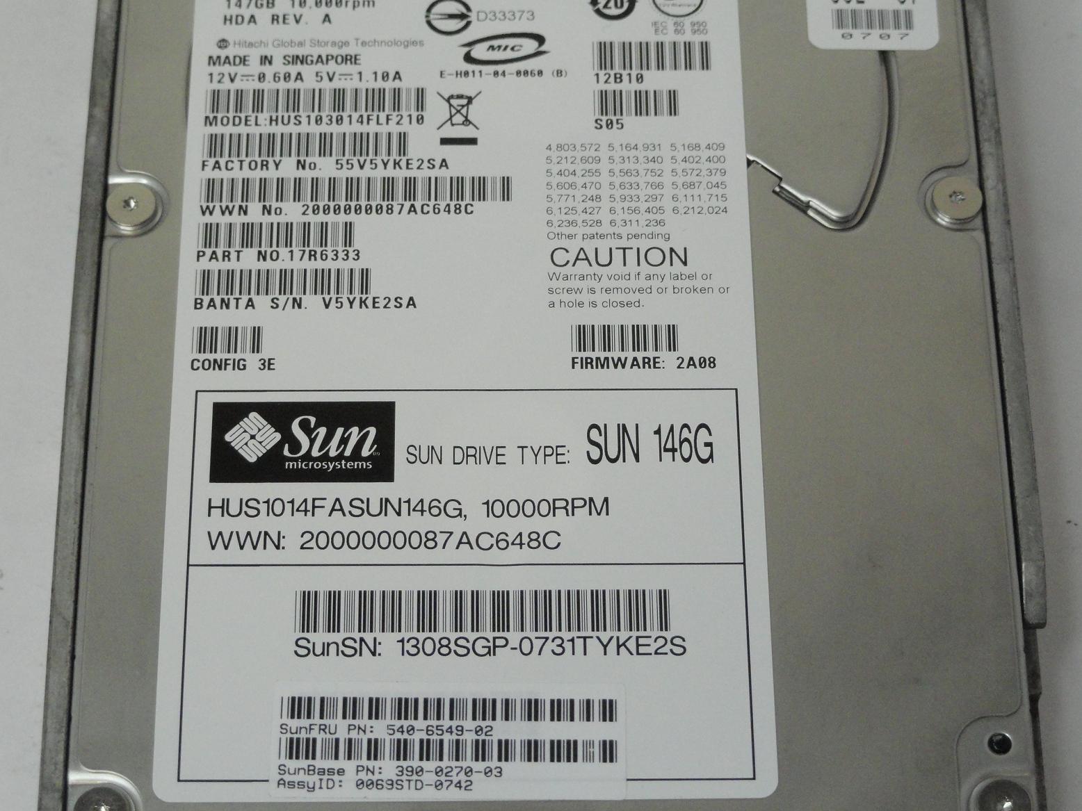 PR04721_17R6333_Hitachi SUN 147GB Fibre Channel 10Krpm 3.5in HDD - Image3
