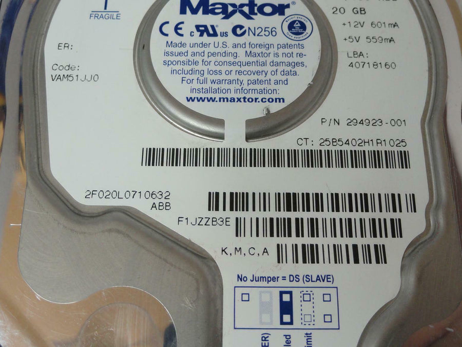 Maxtor Compaq 20GB IDE 5400rpm 3.5" HDD ( 2F020L0 294923-001 ) REF