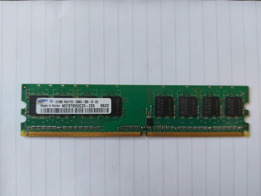 Samsung 512MB PC2-5300 667Mhz CL5 240pin NonECC unbuffered DDR2 DIMM Memory Module (M378T6553CZ3-CE6)