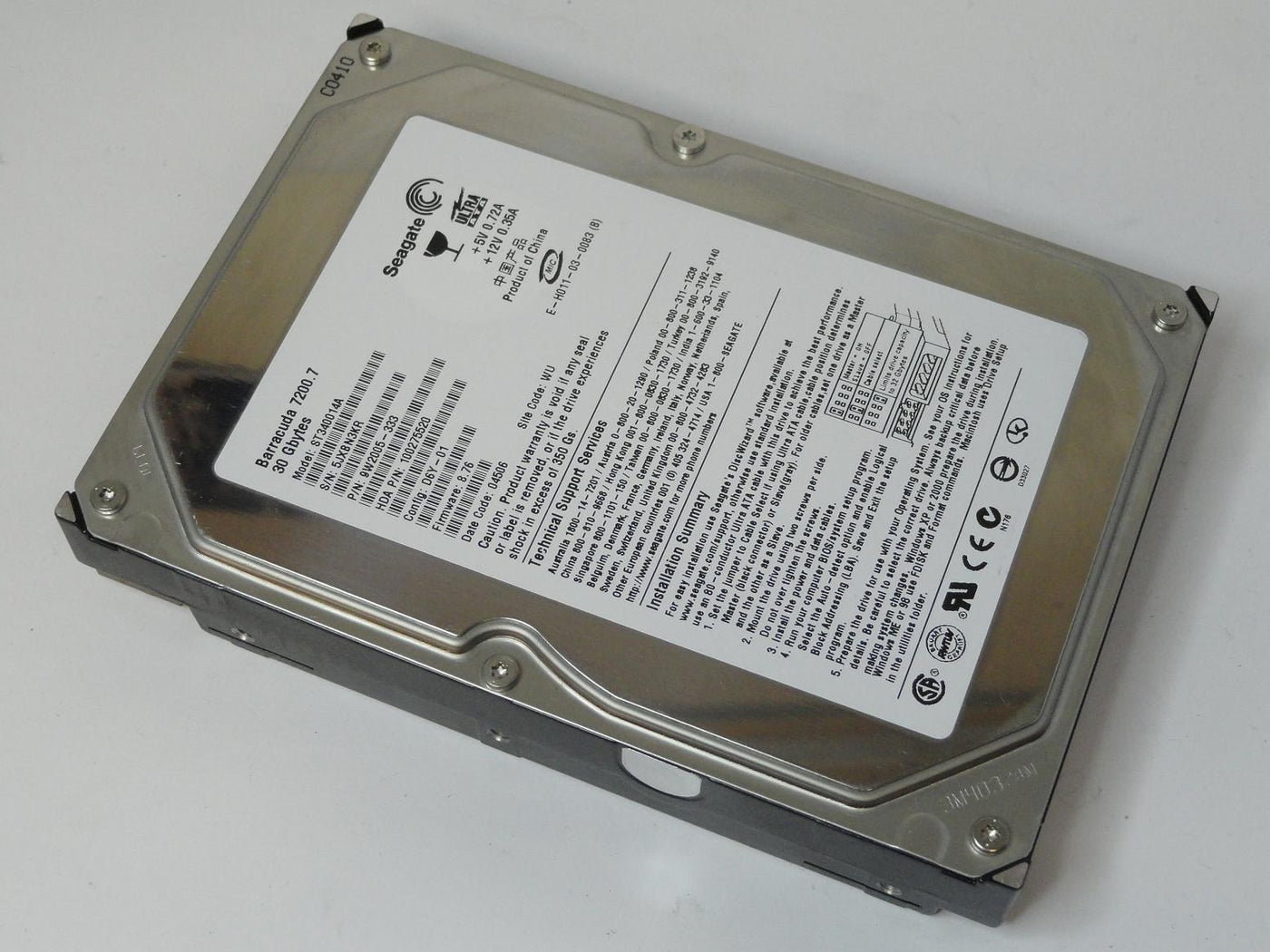 Seagate 40GB IDE 7200rpm 3.5in HDD ( 9W2005-333 ST340014A ) REF
