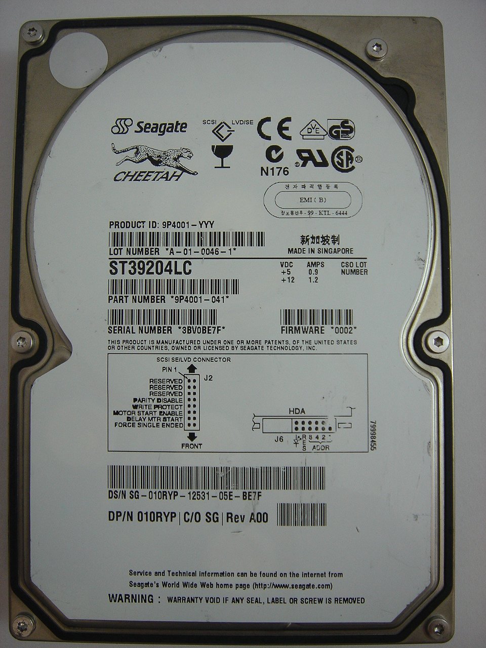 9P4001-041 - Dell Seagate 9.1Gb 3.5" SCSI 80pin Cheetah Hard Drive - Refurbished