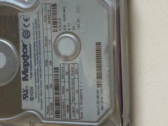 Maxtor 10GB IDE 5400rpm 3.5in HDD ( 91080D5 ) REF