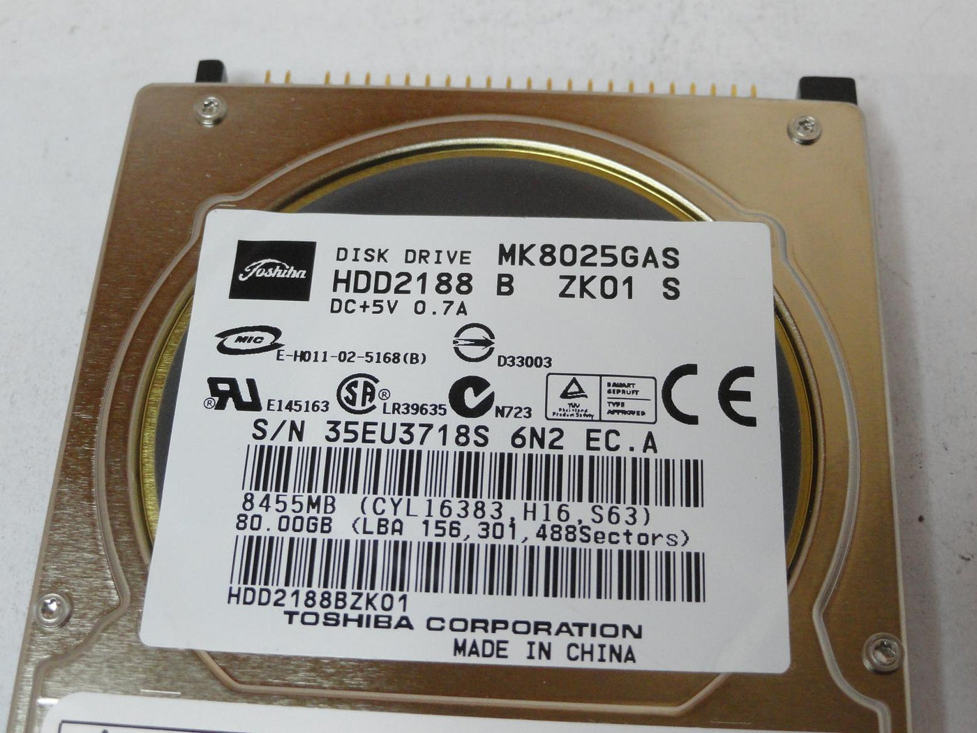 PR23967_HDD2188_Toshiba 80GB IDE 4200rpm 2.5in HDD - Image3