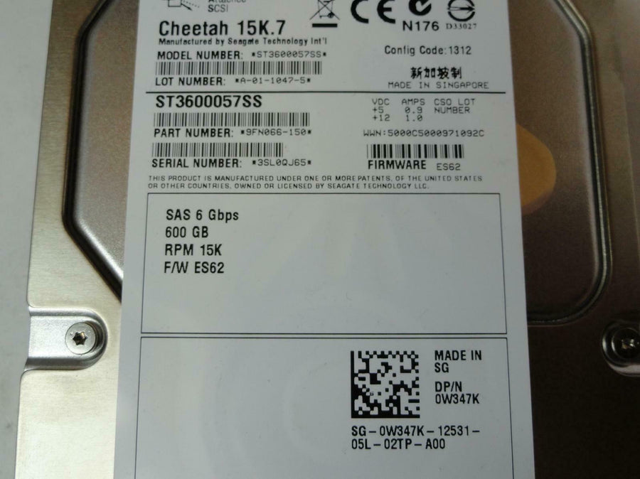 Seagate Dell 600Gb SAS 15Krpm 3.5in HDD ( 9FN066-150 ST3600057SS 0W347K ) REF