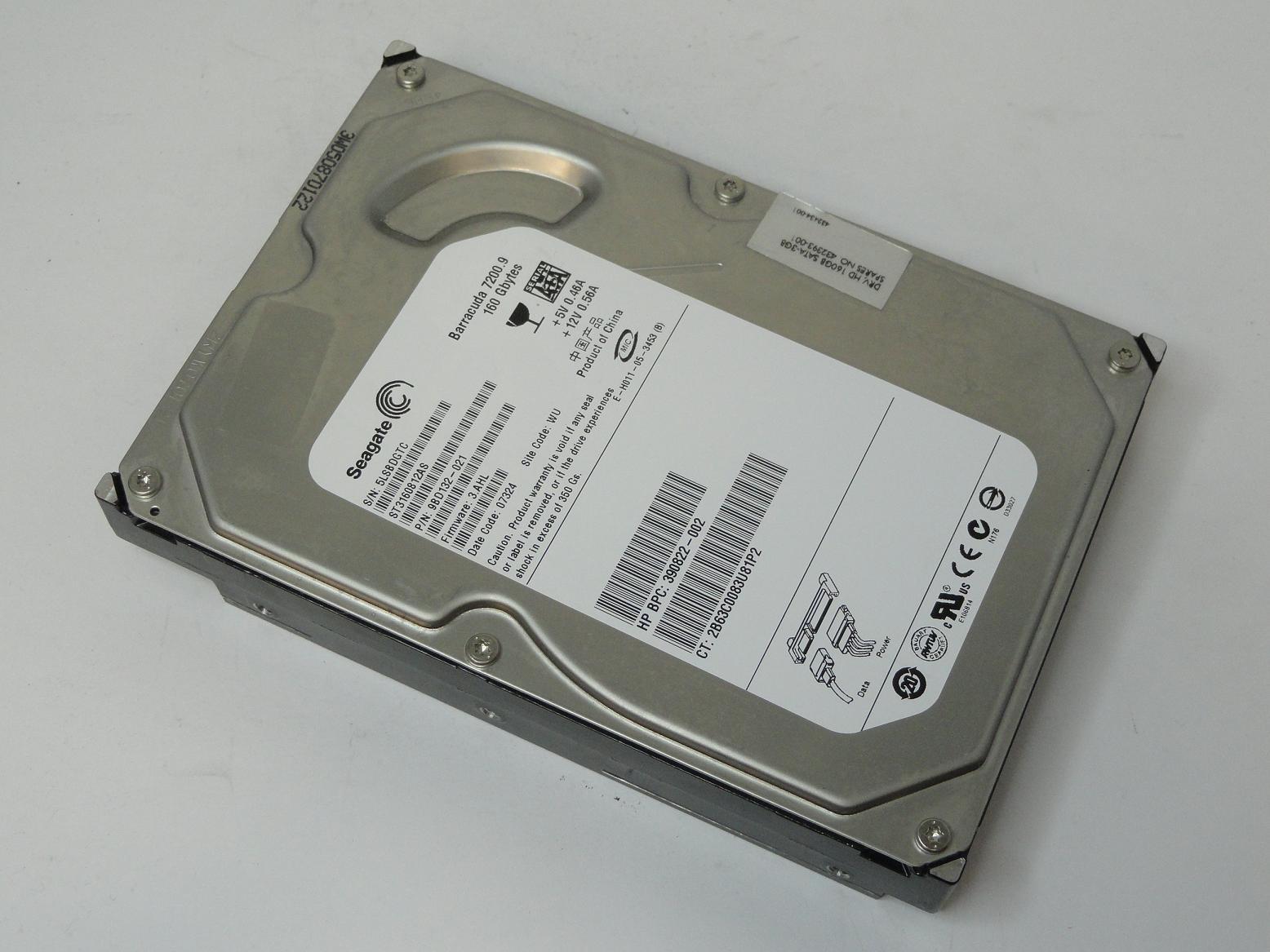 9BD132-021 - Seagate HP 160GB SATA 7200rpm 3.5in HDD - Refurbished