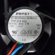 PAPST TYP 612 NGL 12V 60mA 0.7W 2-Wire DC Cooling Fan ( TYP 612 NGL ) USED