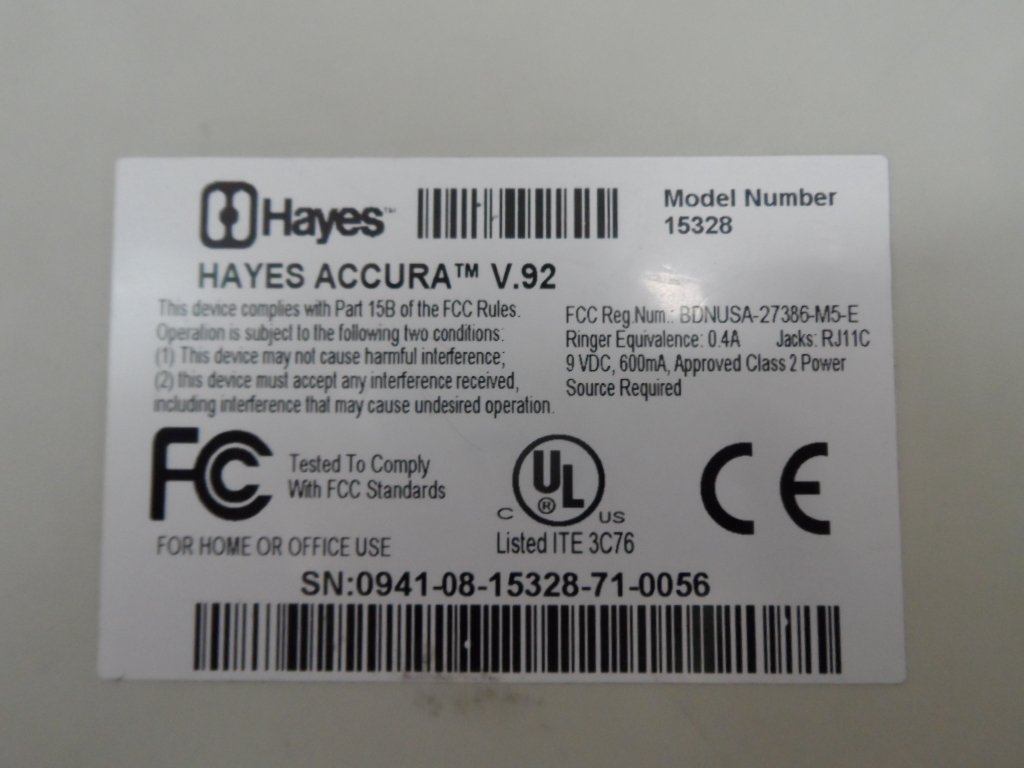 Hayes ACCURA V.92 External Fax Modem ( ACCURA V.92 15328    Hayes )
