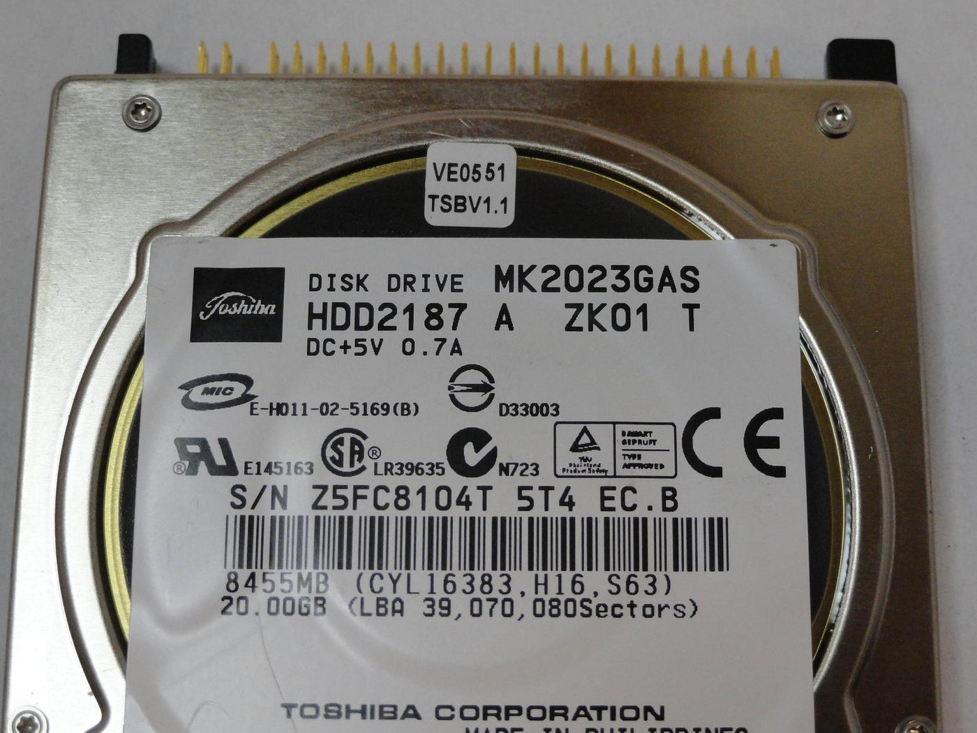 PR14902_HDD2187_Toshiba HP 20GB IDE 5400rpm 3.5in Laptop HDD - Image3