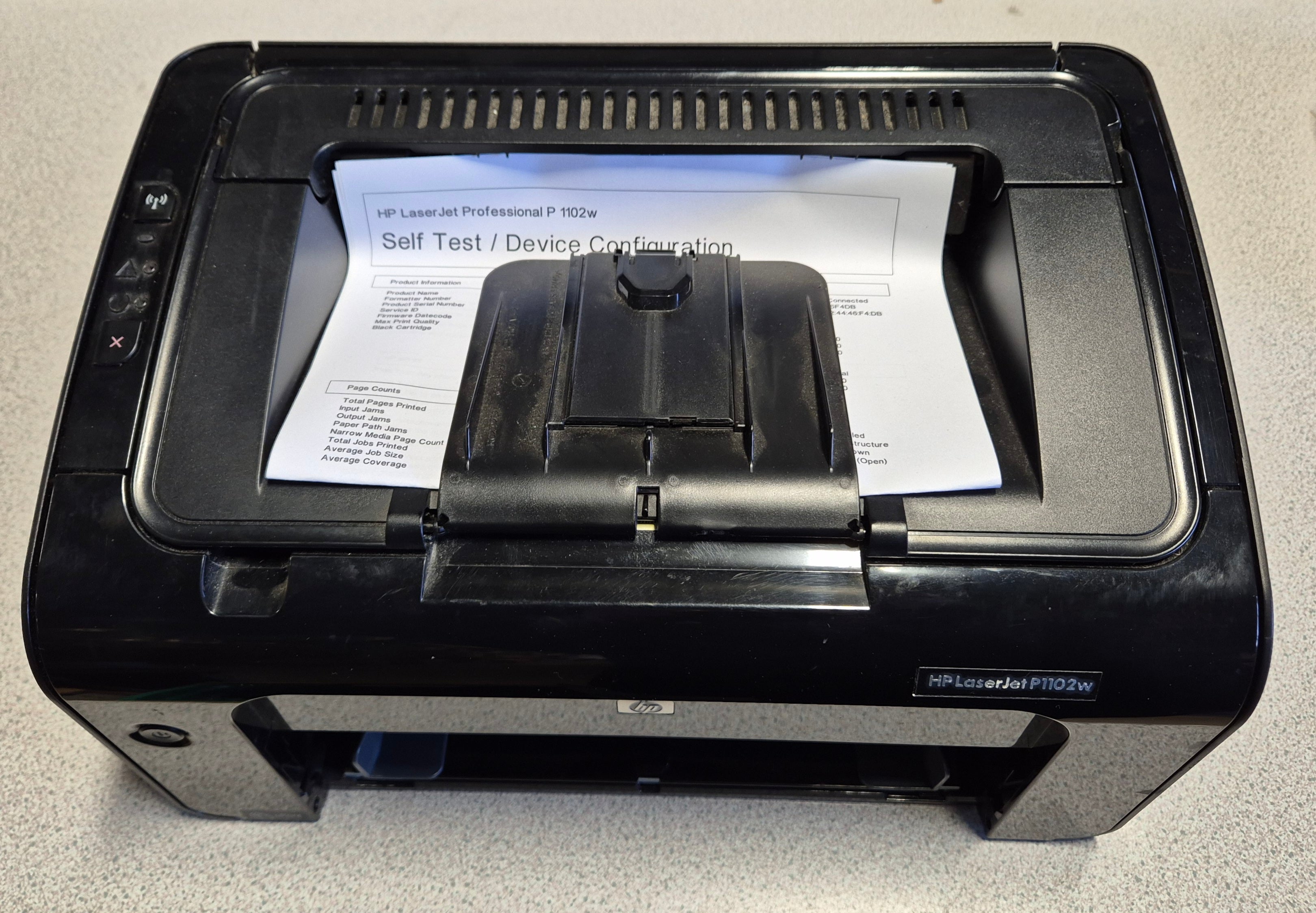HP LaserJet P1102W – Bottom paper box missing - STILL PRINTS ( CE658A ) USED