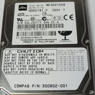 HDD2181 - Toshiba HP 30GB IDE 4200rpm 2.5in HDD - Refurbished