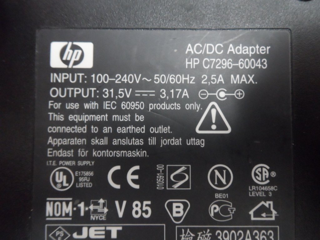 HP AC/DC ADAPTER ( C7296-60043 HPC7296-60043-D USED )