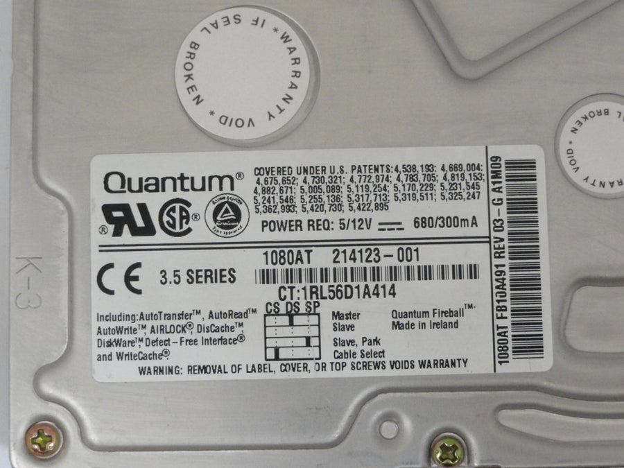 FB10A491 - Quantum 1Gb IDE 5400Rpm 3.5" HDD - Refurbished