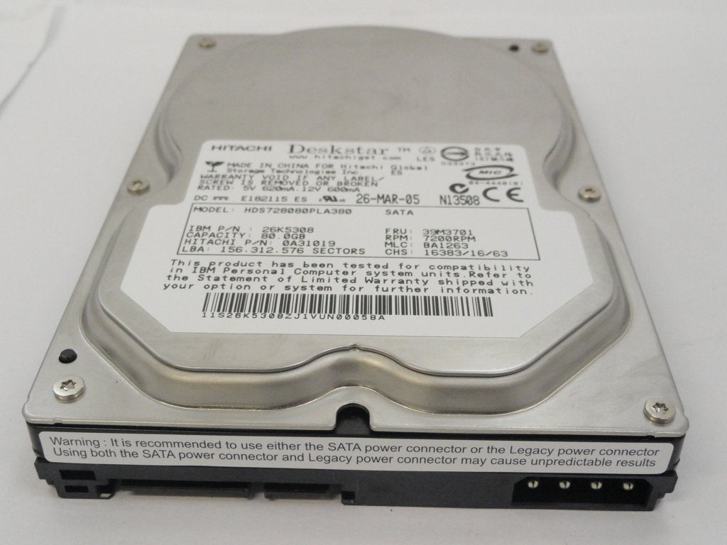 PR11916_0A31019_Hitachi IBM 80GB SATA 7200rpm 3.5in HDD - Image3