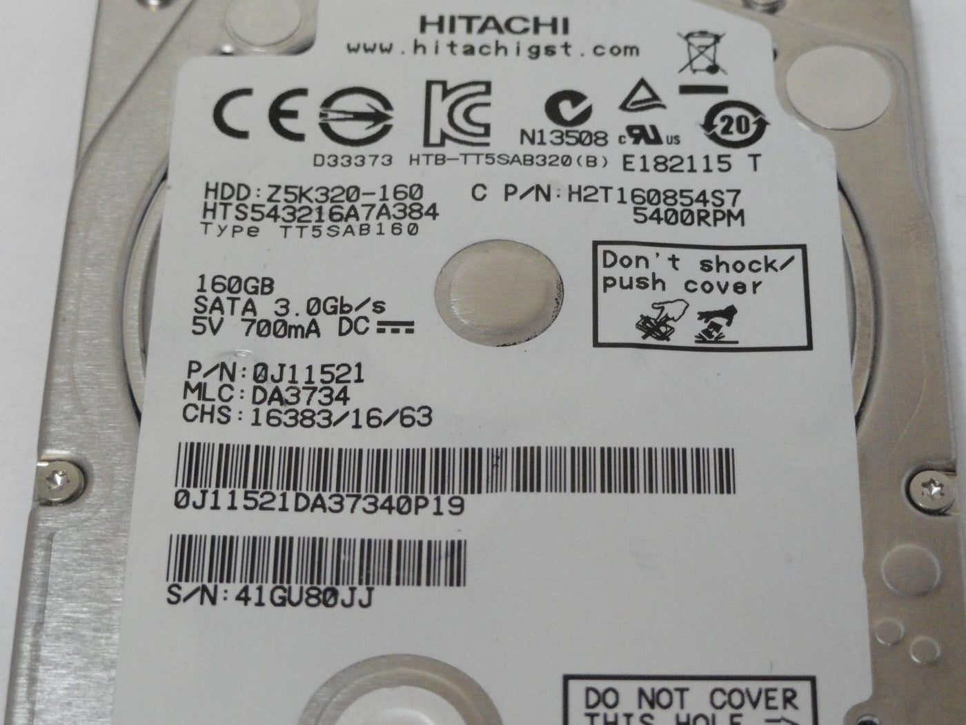 PR25413_0J11521_Hitachi 160GB SATA 5400rpm 2.5in HDD - Image3
