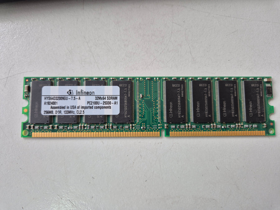 Infineon HP 256MB PC2100 DDR-266MHz non-ECC Unbuffered CL2.5 184-Pin DIMM ( HYS64D32009GU-7.5-A 175924-001 ) REF