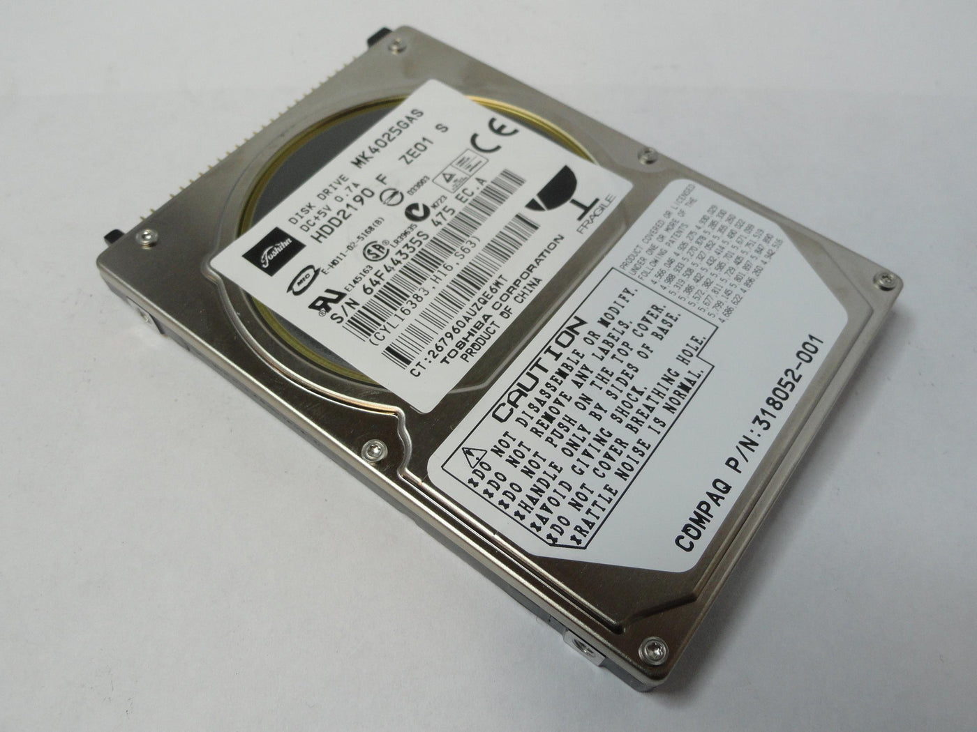 PR20192_HDD2190_Toshiba Compaq 40GB IDE 4200rpm 2.5in HDD - Image2