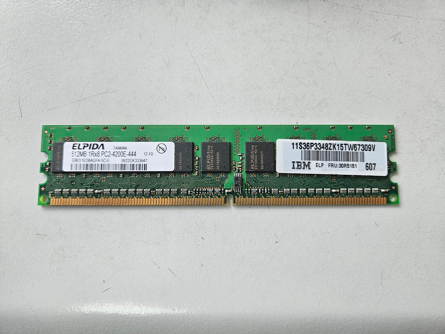 Elpida Lenovo 512MB DDR2 PC2-4200E 240Pin UDIMM ( EBE51ED8AGFA-5C-E 30R5151 ) REF