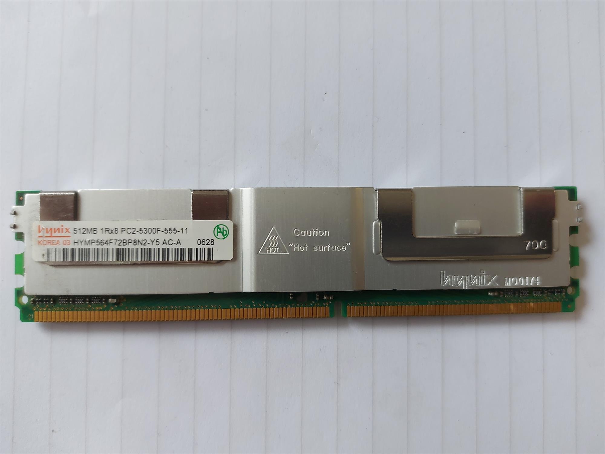 Hynix 512MB PC2-5300 DDR2-667MHz ECC Fully Buffered CL5 240-Pin DIMM Single Rank Memory Module (HYMP564F72BP8N2-Y5)