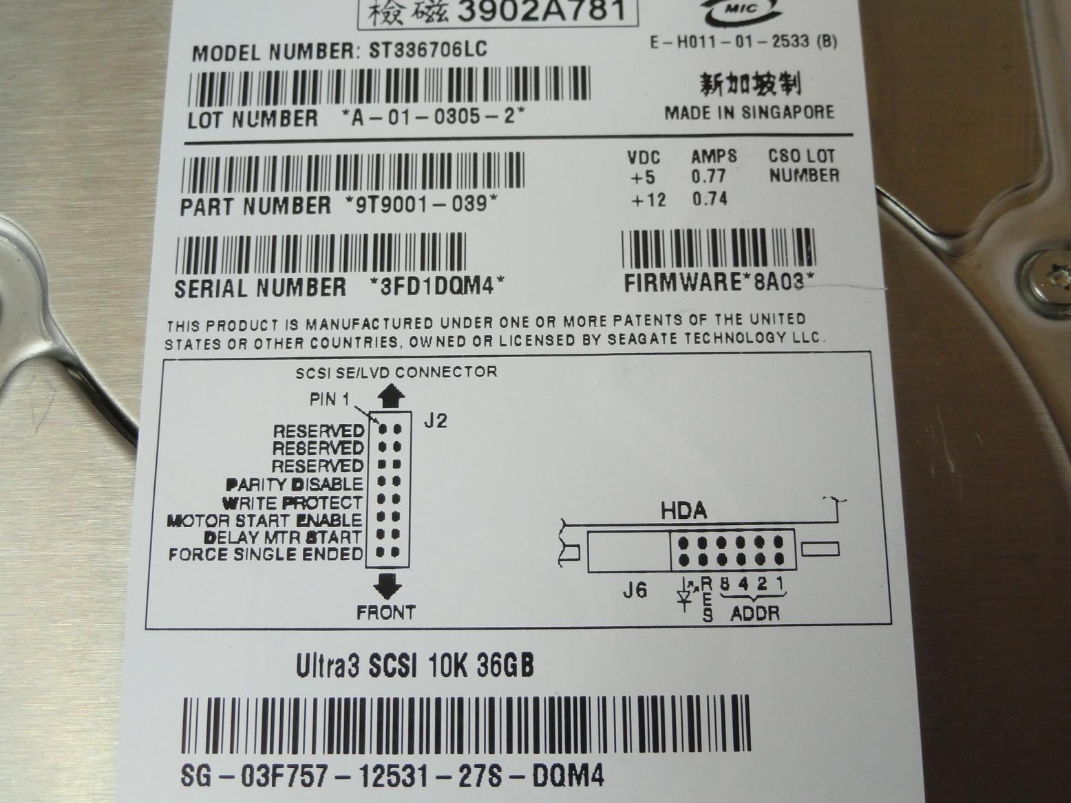 MC6246_9T9001-039_Seagate Dell 36GB SCSI 80 Pin 10Krpm 3.5in HDD - Image3