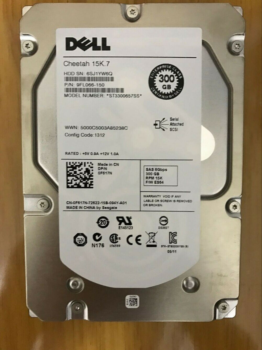 Seagate Dell 300Gb SAS 15Krpm 3.5in HDD ( 9FL066-150 ST3300657SS 0F617N F238F 0F238F ASIS)