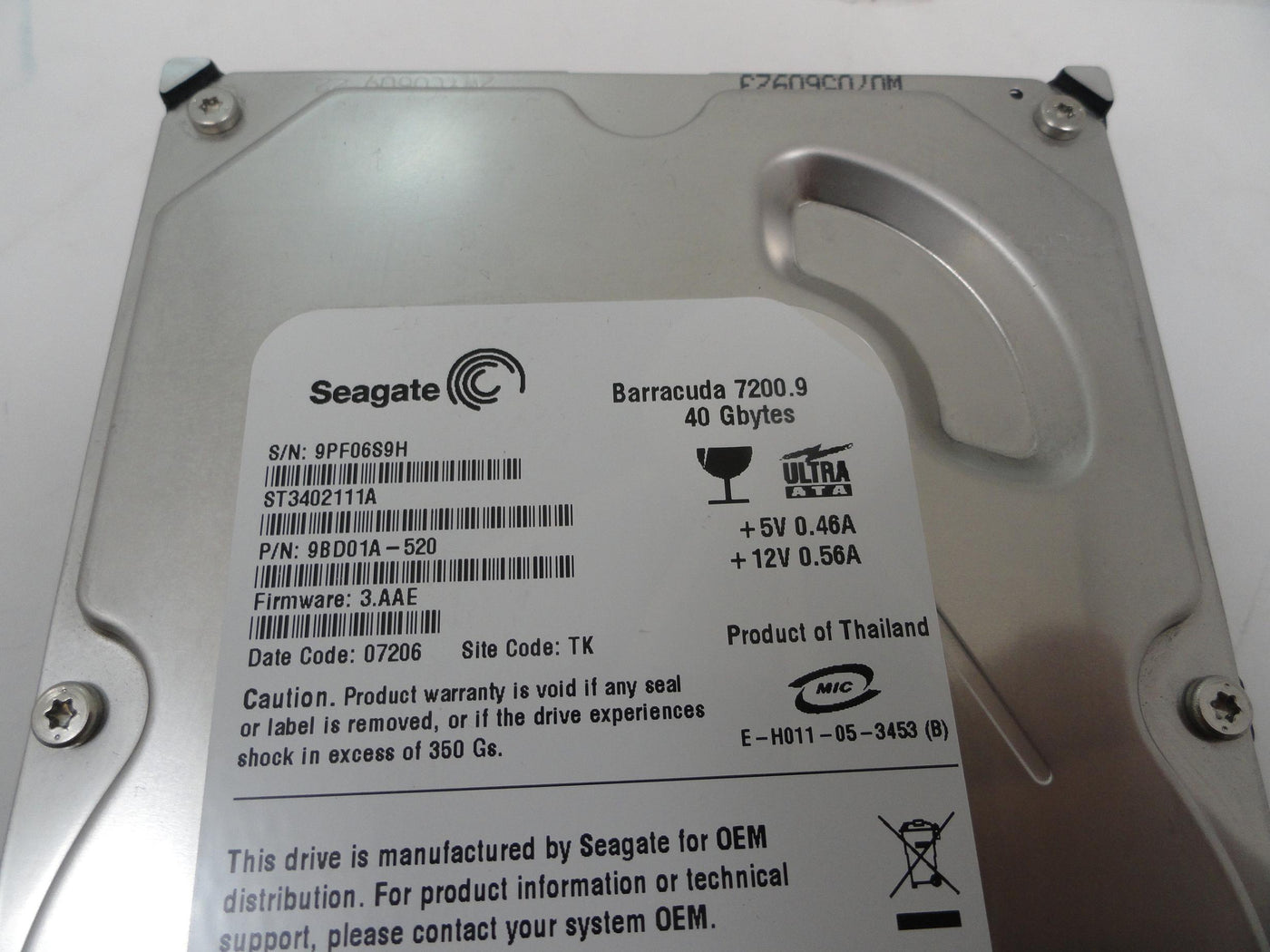 PR19152_9BD01A-520_Seagate 40Gb IDE 3.5in 7200rpm HDD - Image2