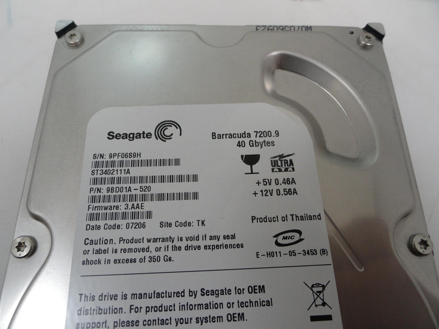 PR19152_9BD01A-520_Seagate 40Gb IDE 3.5in 7200rpm HDD - Image2