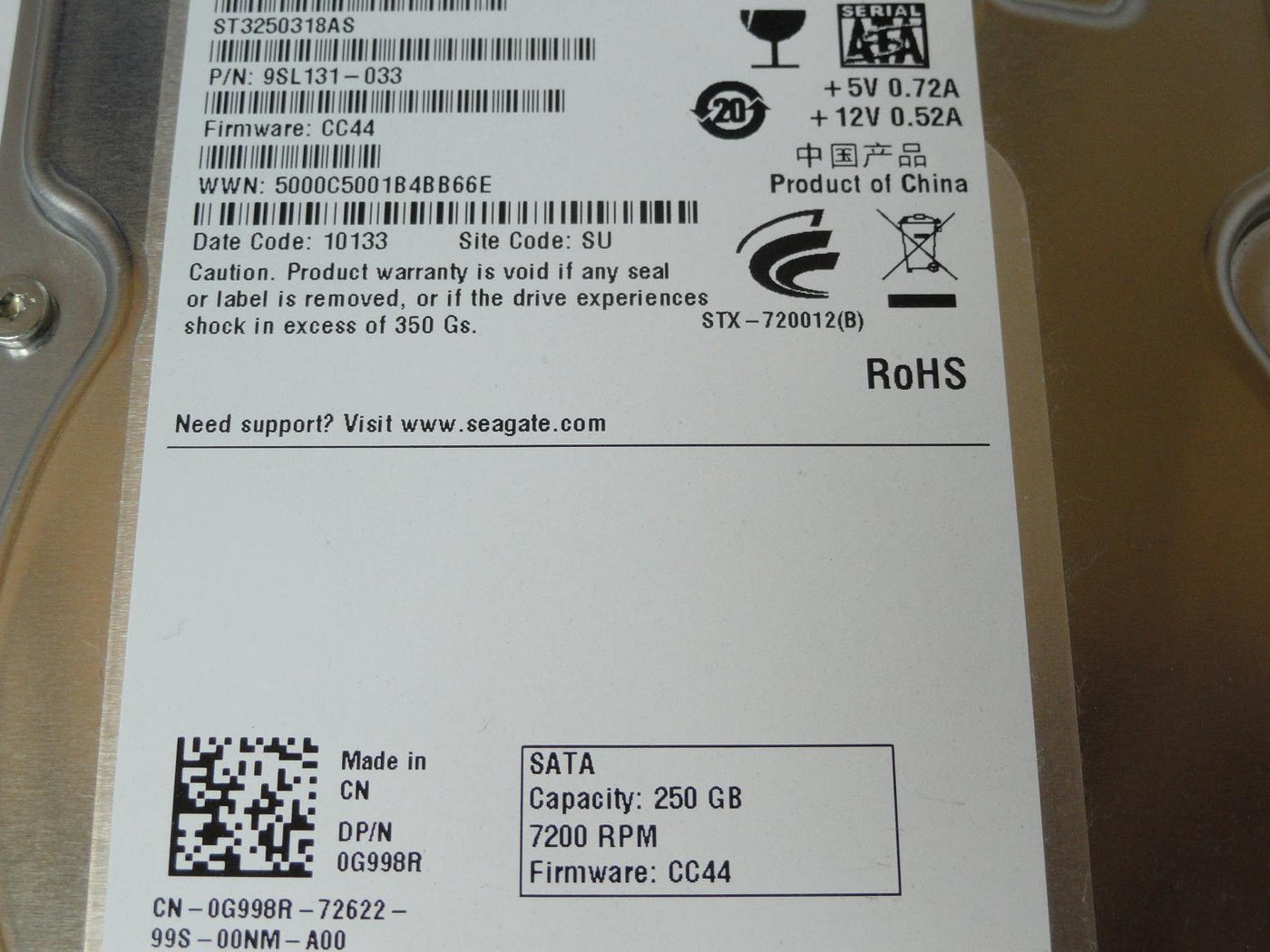 PR23716_9SL131-033_Seagate Dell 250GB SATA 7200rpm 3.5in HDD - Image3