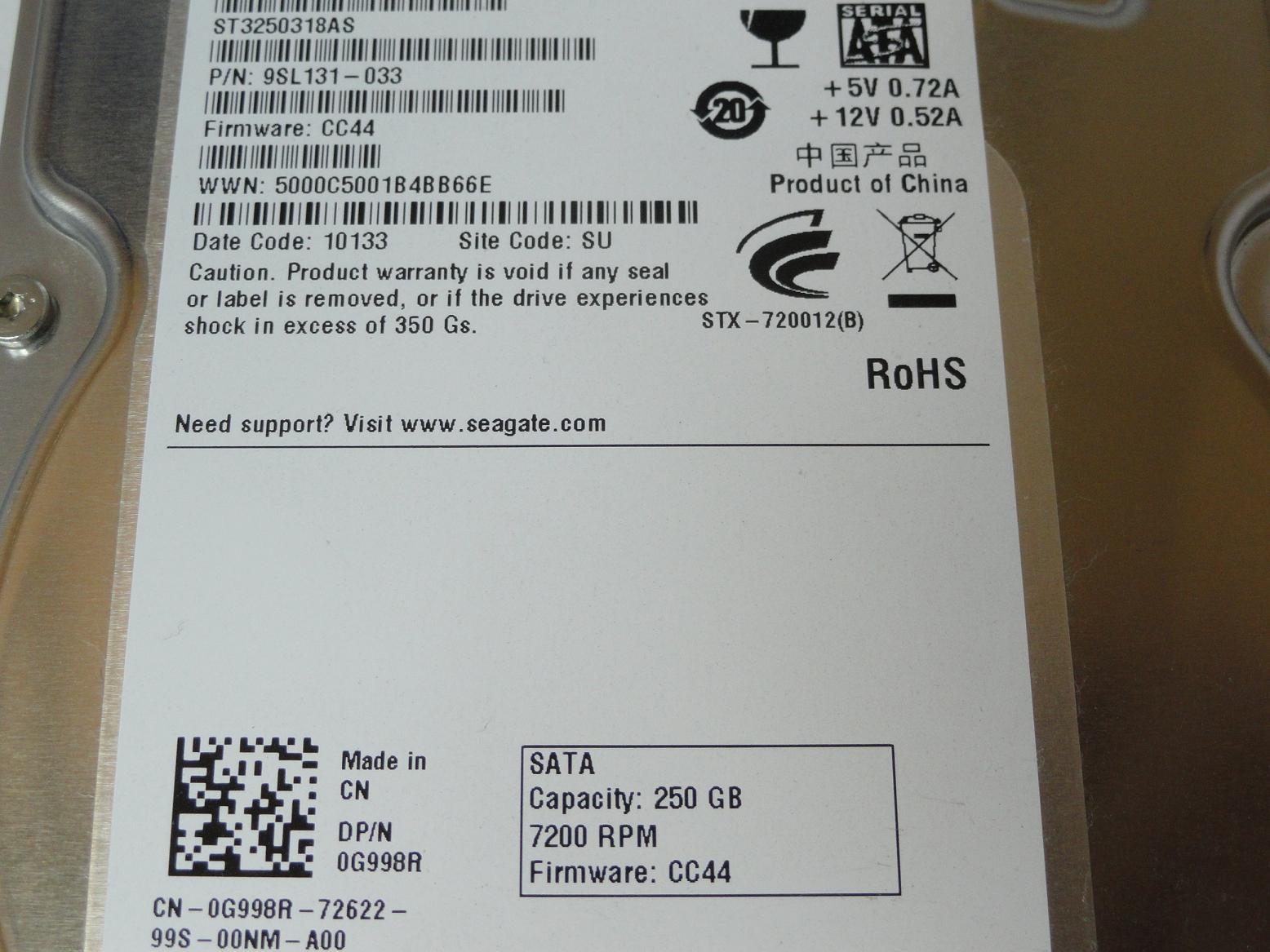 PR23716_9SL131-033_Seagate Dell 250GB SATA 7200rpm 3.5in HDD - Image3
