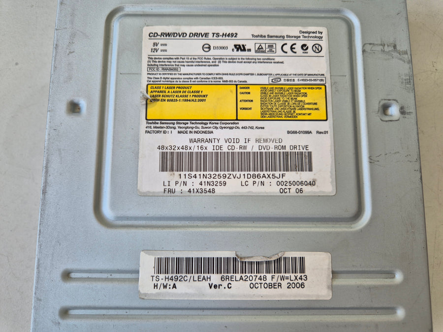 Toshiba IBM TS-H492 48x CD-RW/DVD Drive ( TS-H492C/LEAH 41N3259 41X3548 ) USED