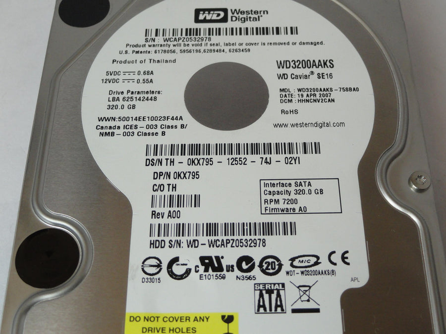 PR22414_WD3200AAKS-75SBA0_Western Digital Dell 320Gb SATA 7200rpm 3.5in HDD - Image2