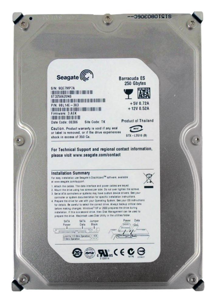 Seagate 250GB SATA 7200rpm 3.5in HDD ( 9BL14E-080 ST3250620NS ) USED