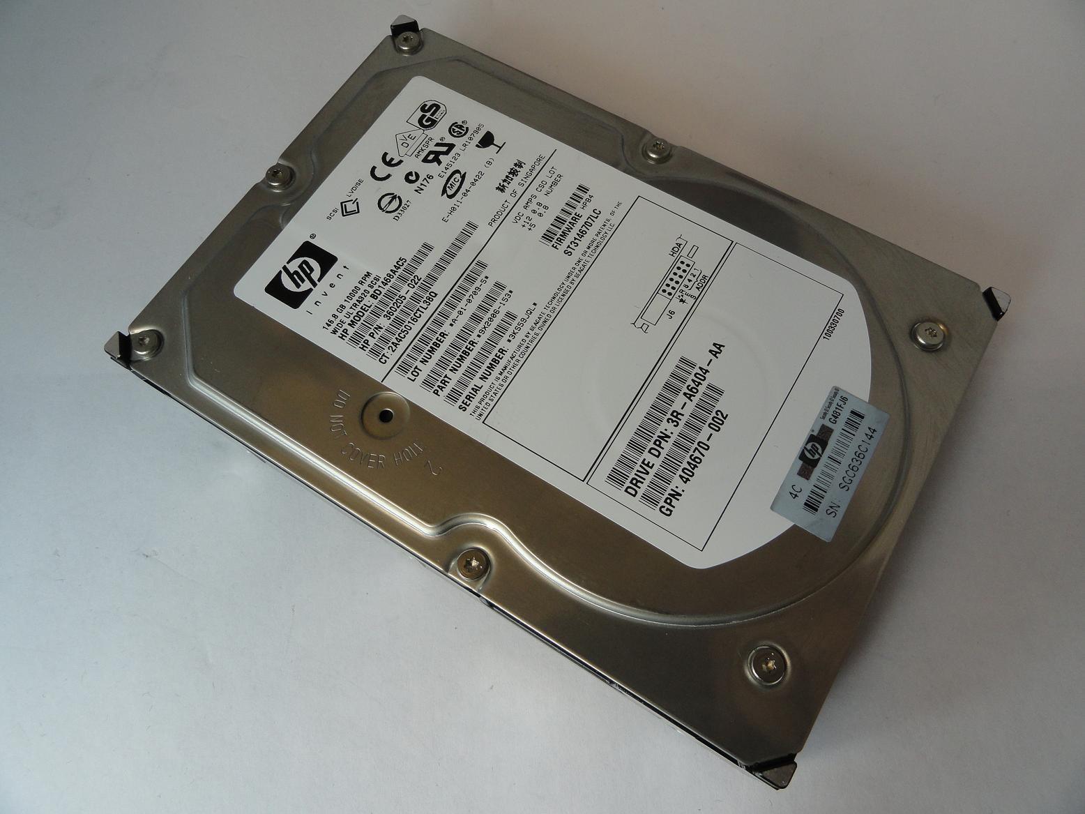 9X2006-153 - Seagate HP 146Gb SCSI 80 Pin 10Krpm 3.5in HDD - Refurbished