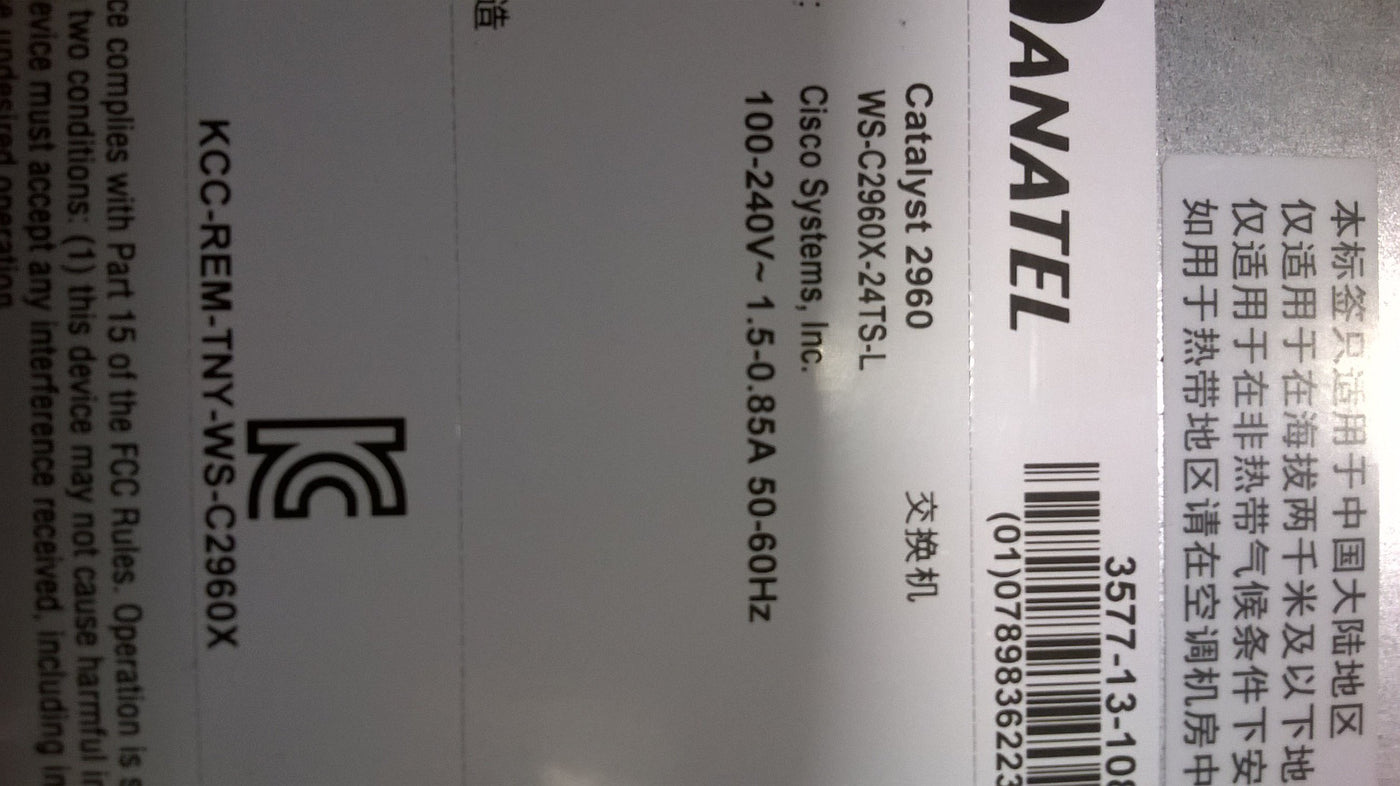 CISCO CATALYST 24 PORT ETHERNET SWITCH MANAGED ( WS-C2960X-24TS-L NOB )