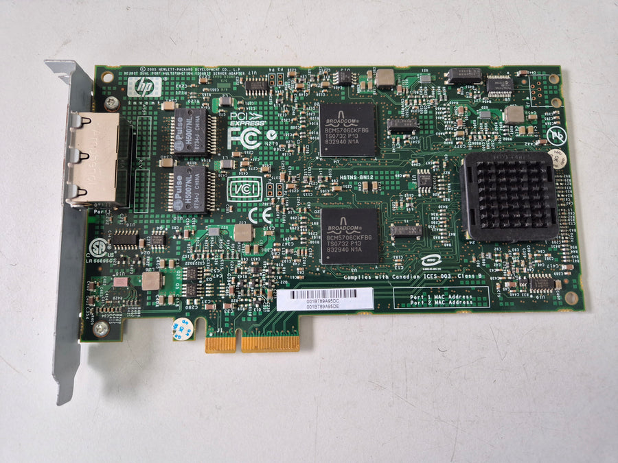 HP NC380T PCI Express Dual Port Ethernet NIC ( 374443-001 012392-002 012393-001 ) USED