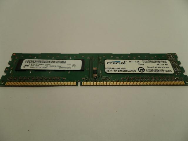 MT8JTF25664AZ-1G4H1 - Micron 2GB 240p PC3-10600 CL9 8c 256x8 DDR3-1333 1Rx8 1.5V Non ECC Unbuffered DIMM - Refurbished