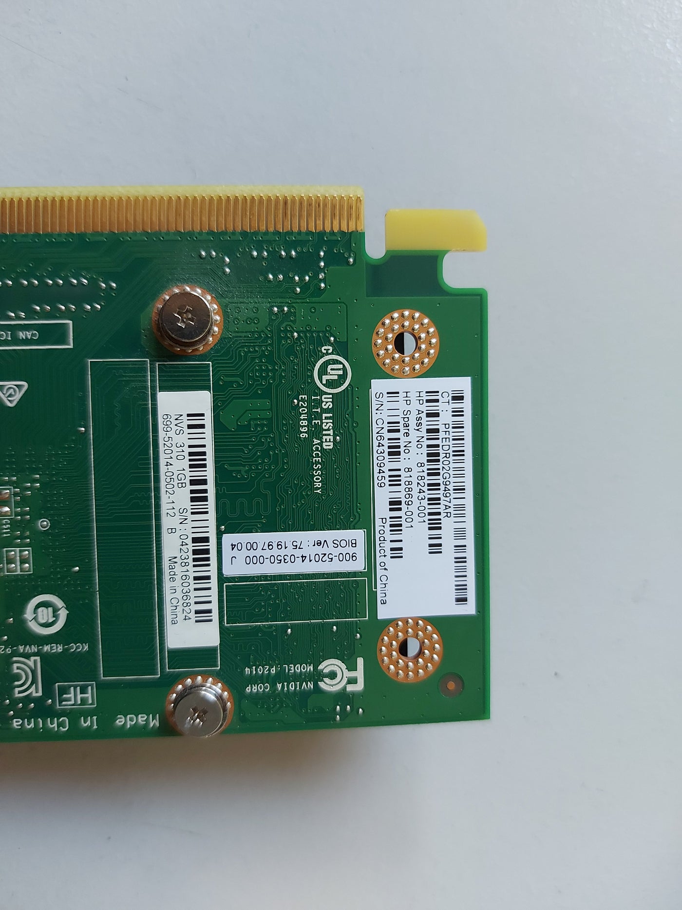 HP Nvidia NVS 310 1GB GDDR3 Video Graphics Card W/O bracket 818243-001