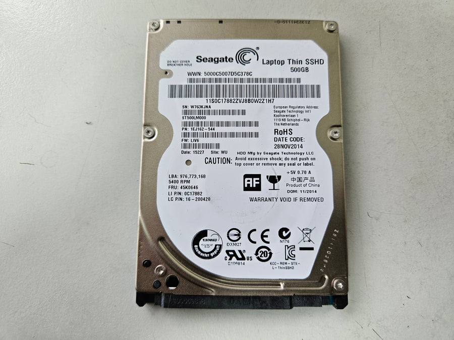 Seagate Lenovo 500GB 5400RPM SATA 2.5in HDD ( ST500LM000 1EJ162-544 45K0646 0C17882 16-200420 ) USED