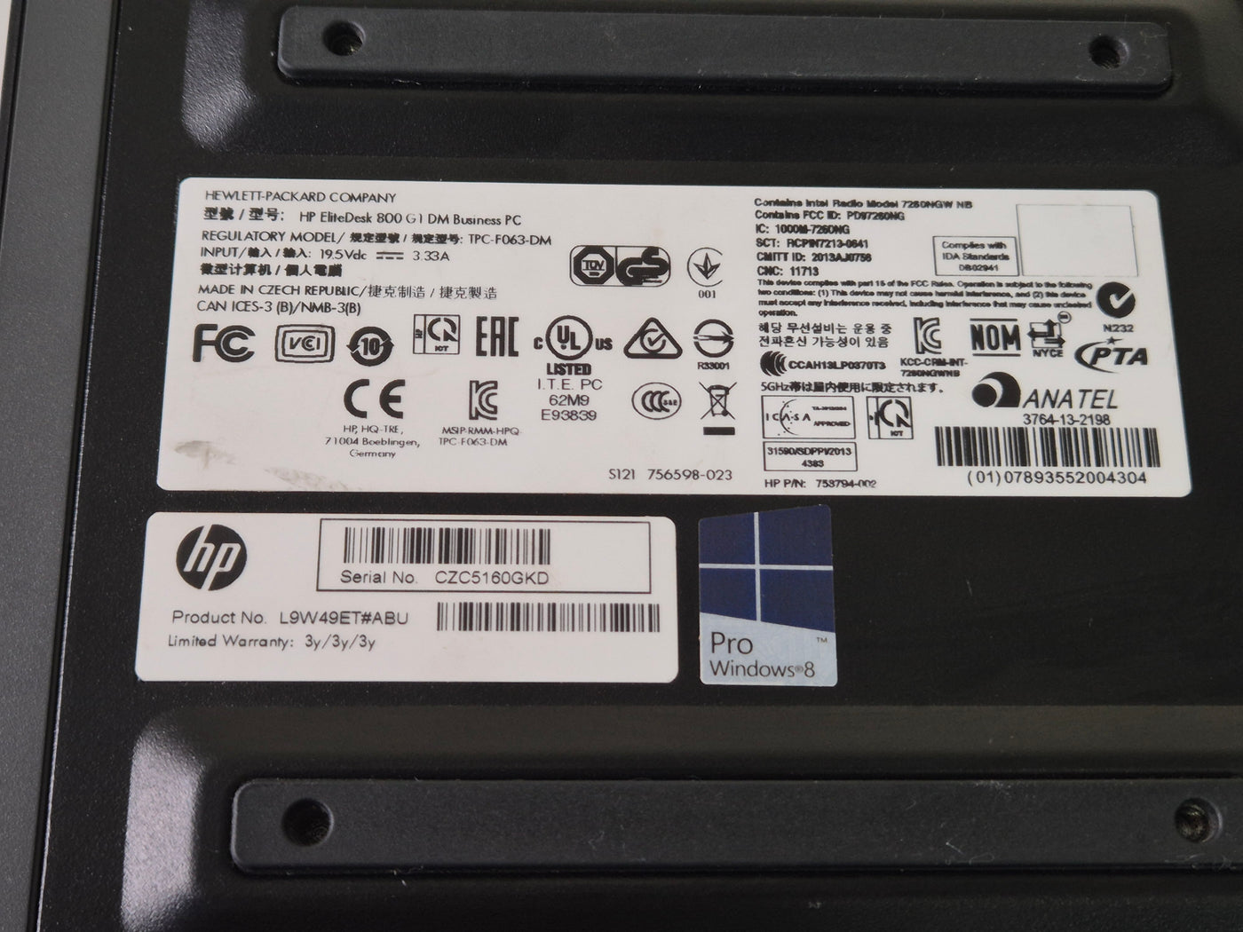 HP EliteDesk 800 G1 Desktop Mini 120GB SSD 4GB RAM i3-4160T 3.1GHz NO OS w/ adapter ( L9W49ET#ABU ) USED
