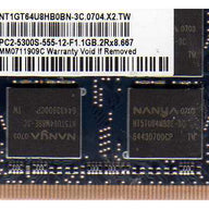 Nanya HP 1GB PC2-5300 DDR2-667MHz non-ECC Unbuffered CL5 200-Pin SoDimm ( NT1GT64U8HB0BN-3C 397831-007 ) REF