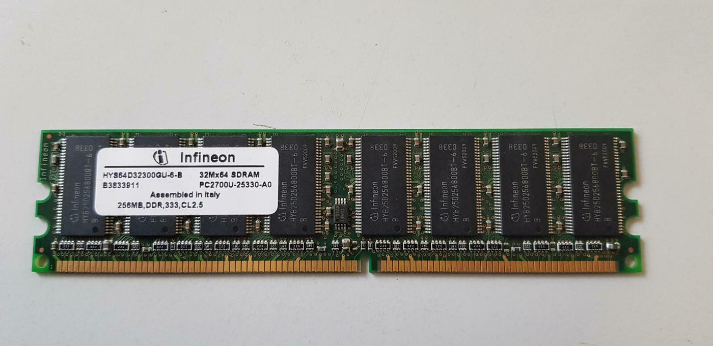 Infineon 256MB PC2700 DDR-333MHz non-ECC Unbuffered CL2.5 184-Pin DIMM ( HYS64D32300GU-6-B ) REF