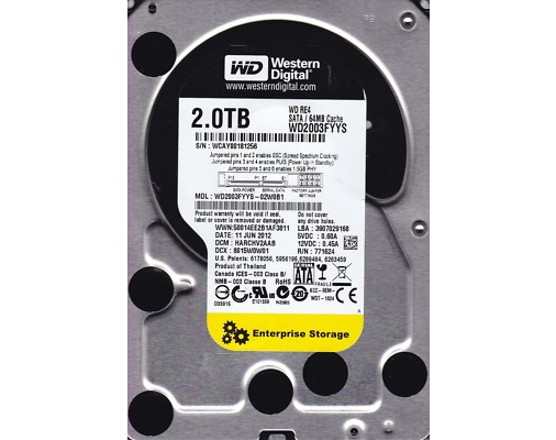 Western Digital 2TB SATA 7200rpm 3.5in HDD ( WD2003FYYS-02W0B1 ) USED