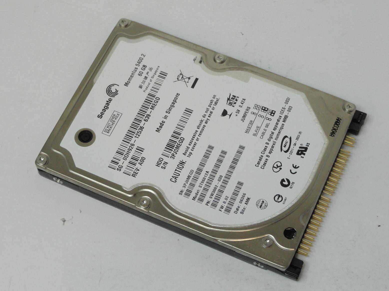 ST96812A - Seagate Dell Momentus 5400.2 60GB IDE 5400rpm 2.5in HDD - Refurbished