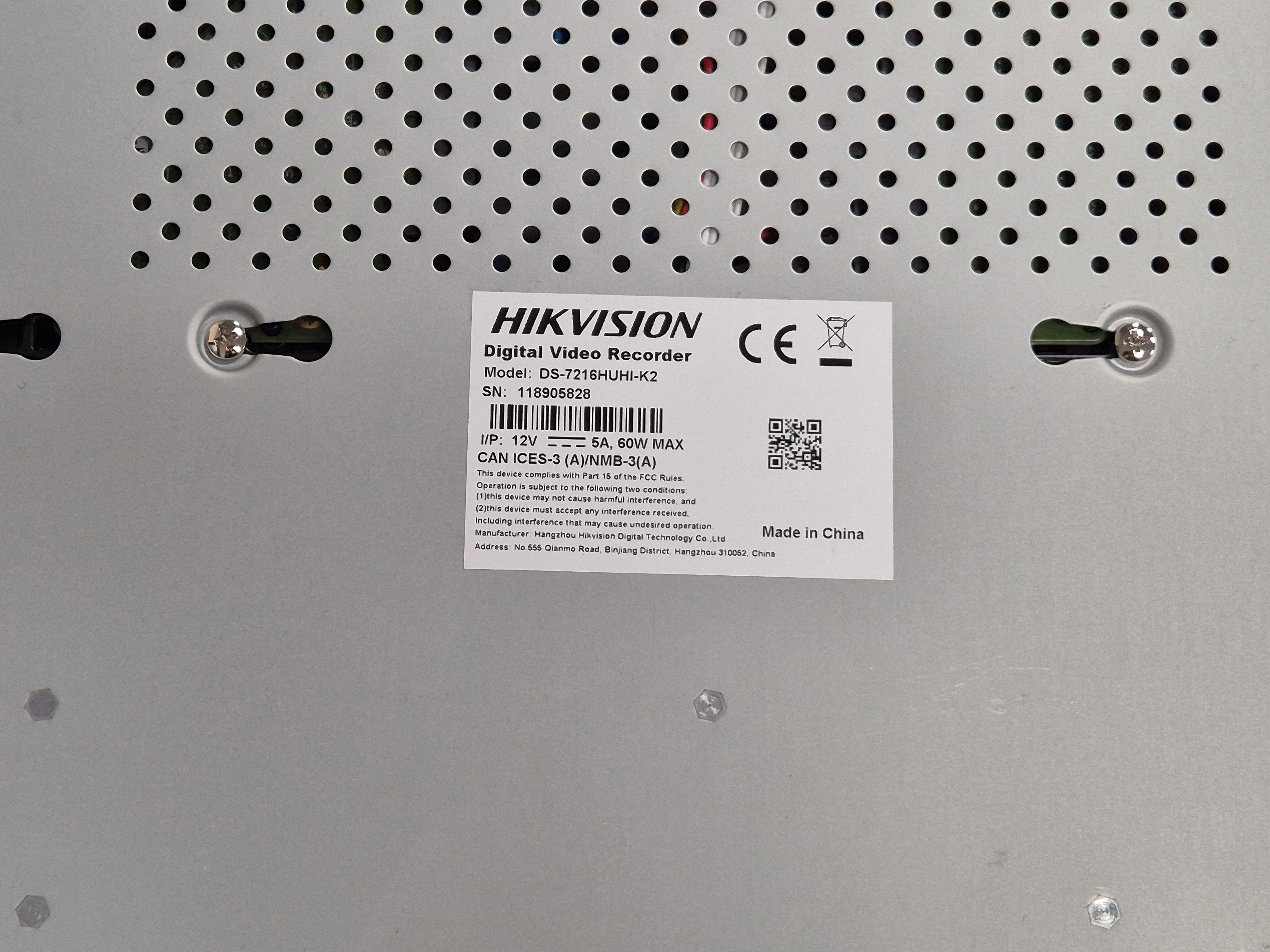 Hikvision Digital Video Recorder - Embedded Net DVR 2x4TB HDD - passwords reset NO PSU ( DS-7216HUHI-K2 ) USED