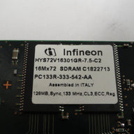 Infineon Compaq 128MB PC133 133MHz CL3 ECC Reg 168-Pin DIMM ( HYS72V16301GR-7.5-C2 127007-031 ) REF