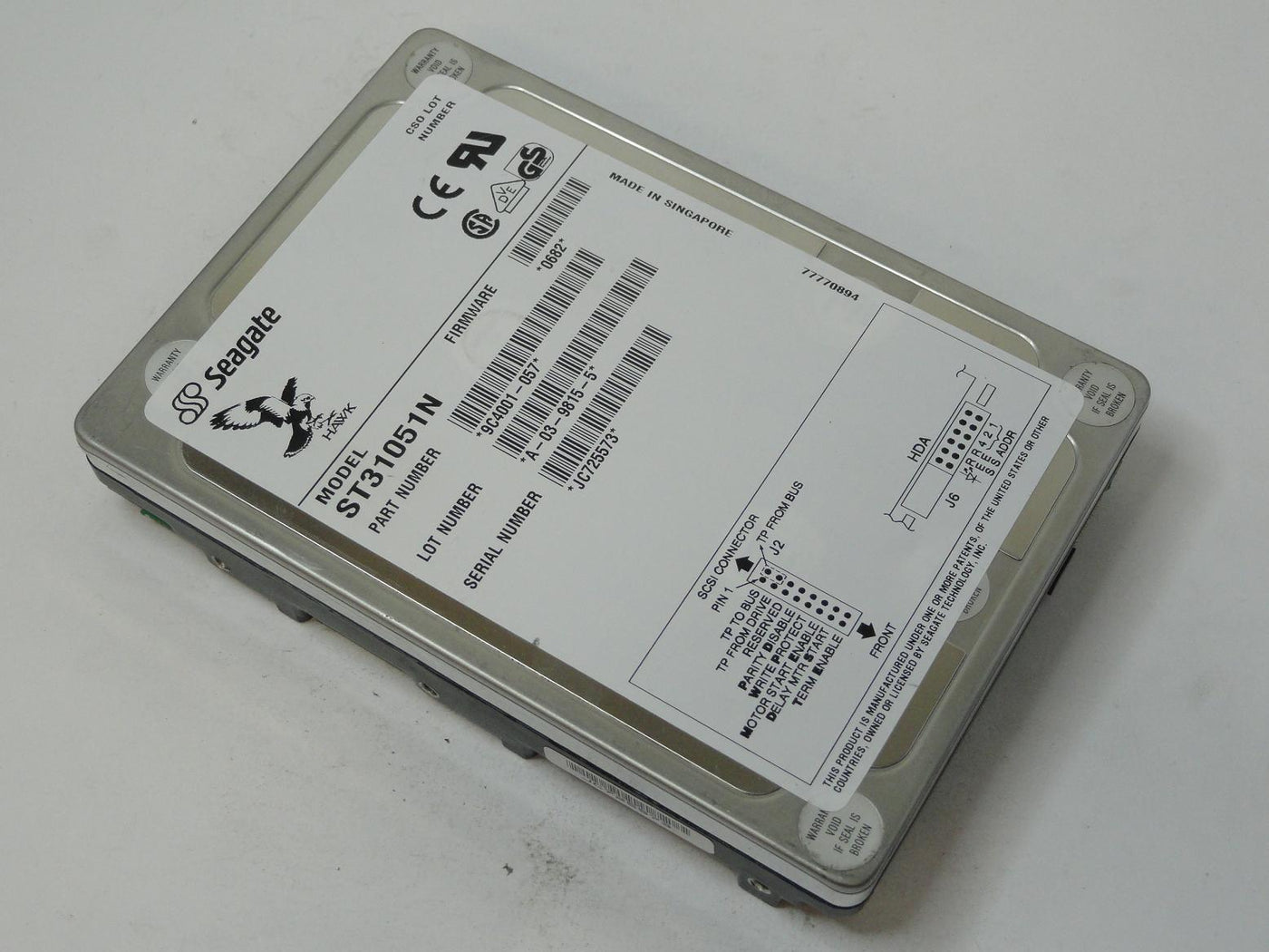 9C4001-057 - Seagate 1GB SCSI 50Pin 5400rpm 3.5in Hawk HDD - ASIS