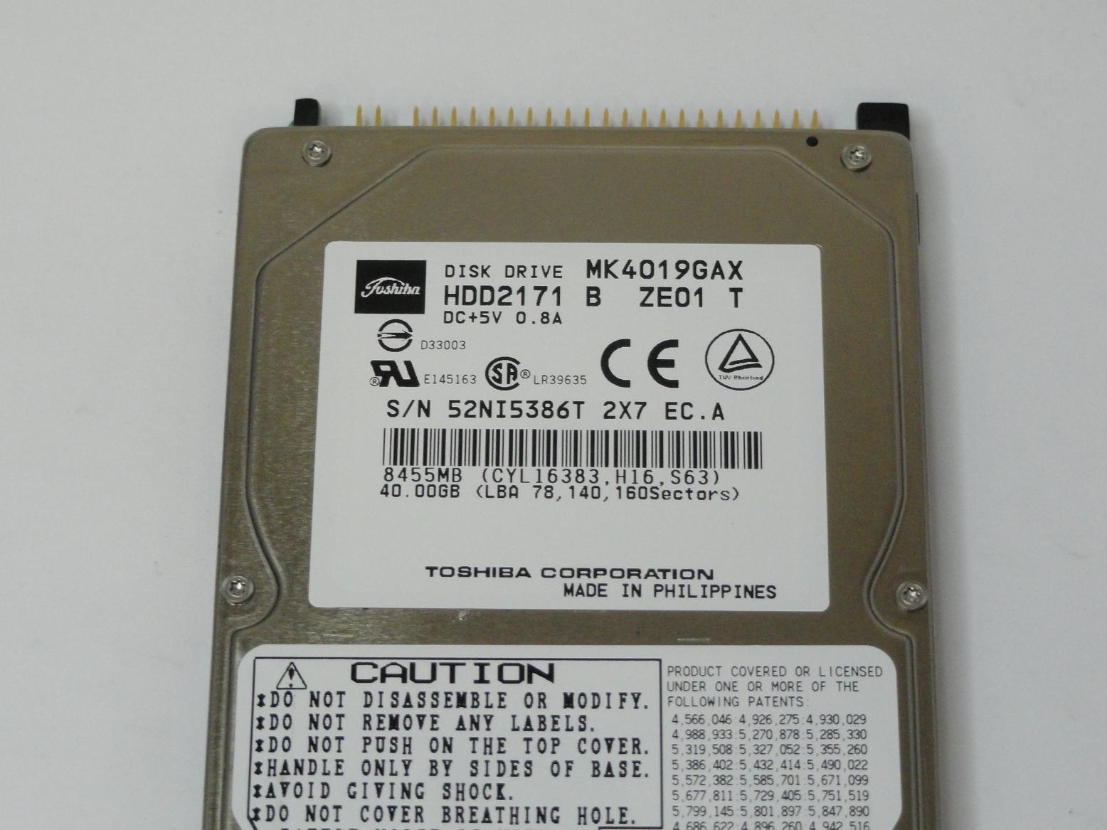 PR02585_HDD2171_Toshiba 40GB IDE 5400rpm 2.5in HDD - Image3