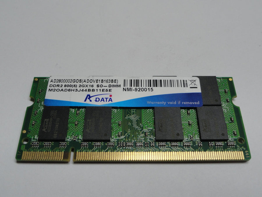 AD2800002GOS - A-Data 2Gb 200 Pin PC2-6400 CL6 DDR2-800 16c 128x8 2Rx8 1.8V SODIMM - Refurbished